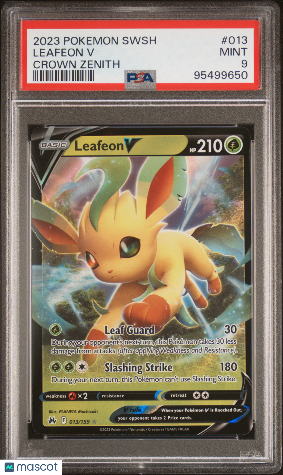 2023 PokéMon TCG Leafeon V #013 PSA 9 2023 Sword And Shield Crown Zenith