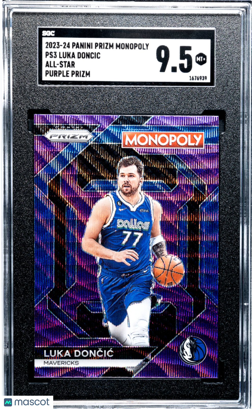 2023 Panini Prizm Monopoly Luka Doncic #PS3 All Star Purple Basketball SGC 9.5