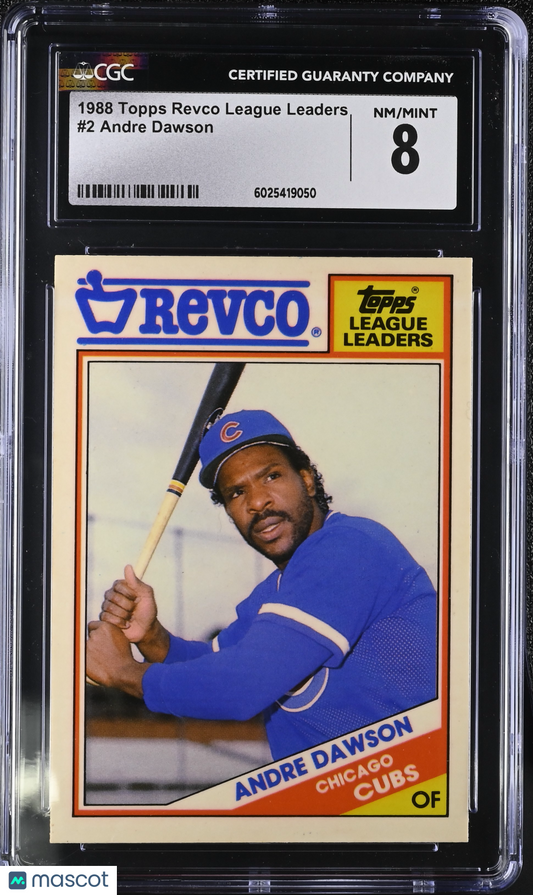 1988 Topps Revco League Leaders Andre Dawson #2 Baseball CGC 8