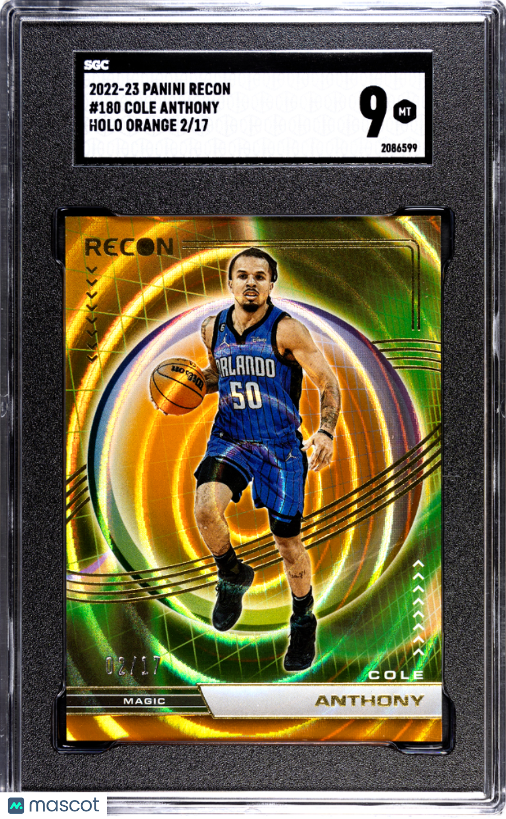 2022-23 Panini Recon Cole Anthony #180 Holo Orange Basketball SGC 9