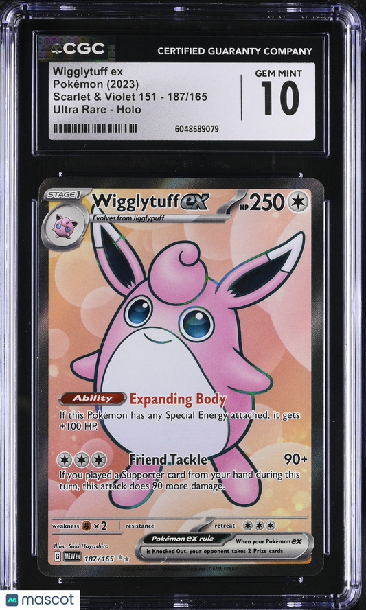 Wigglytuff ex #187/165 Ultra Rare CGC 10 2023 Pokemon Scarlet & Violet 151