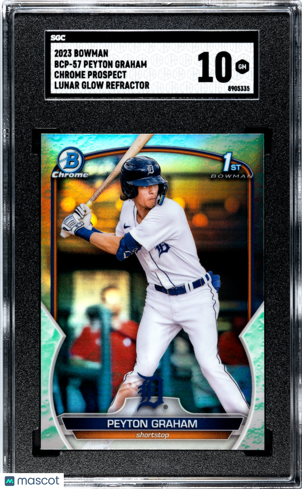 2023 Bowman Peyton Graham #BCP-57 CHR. Pros. Lunar Glow Refractor SGC 10