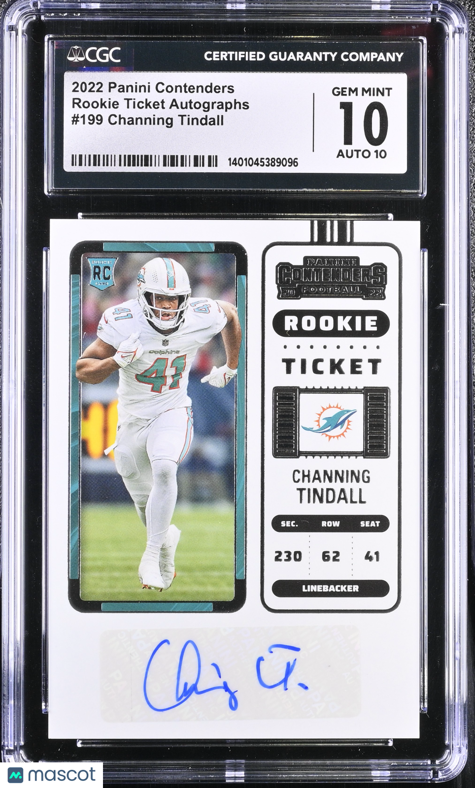 2022 Contenders Channing Tindall #199 Football CGC 10