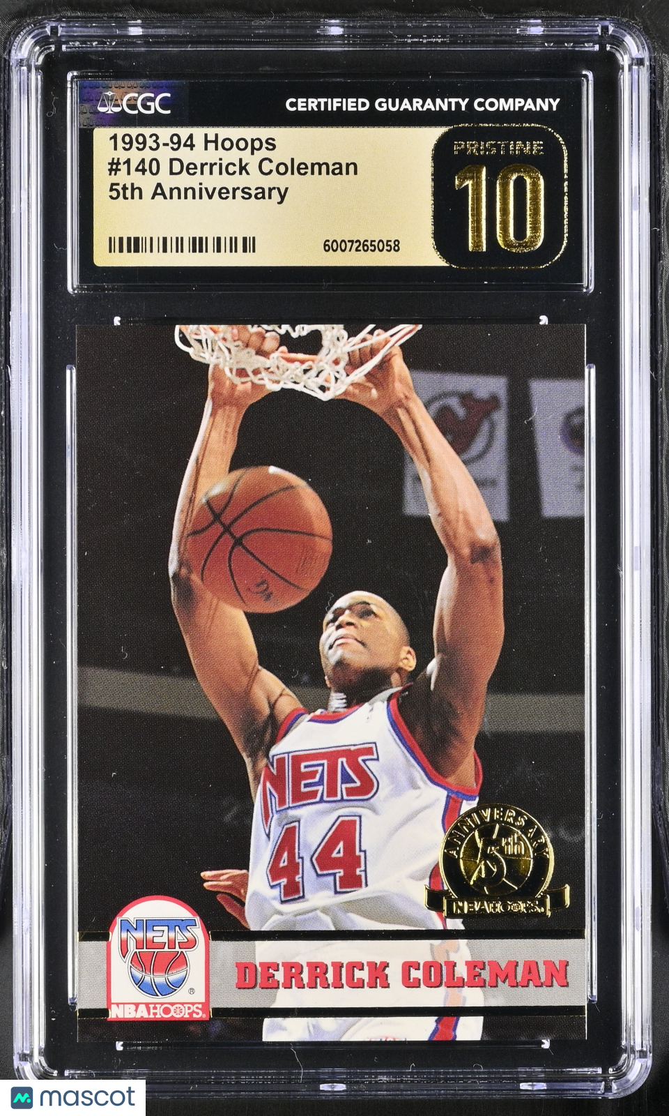 1993-94 Hoops Derrick Coleman #140 5th Anniversary Basketball CGC 10