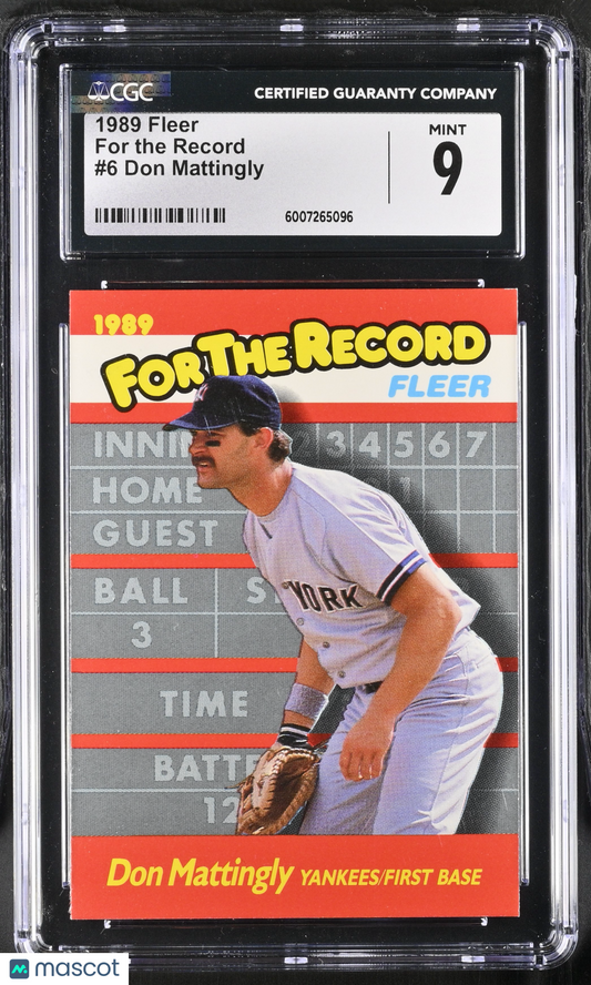 1989 Fleer Don Mattingly #6 For the Record Baseball CGC 9