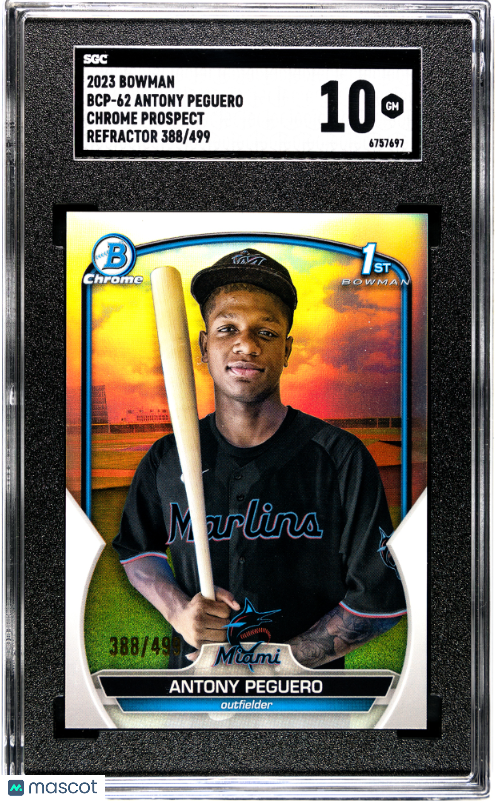 2023 Bowman Antony Peguero #BCP-62 CHR. Pros. Refractor 388/499 Baseball SGC 10