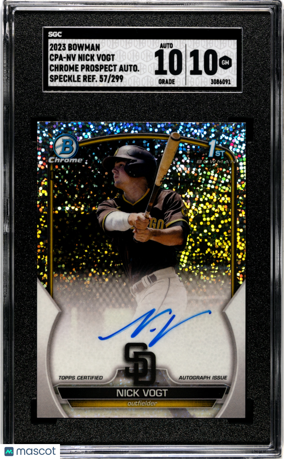 2023 Bowman Nick Vogt #CPA-NV CHR. Pros. Auto Speckle Refractor SGC 10 Auto 10