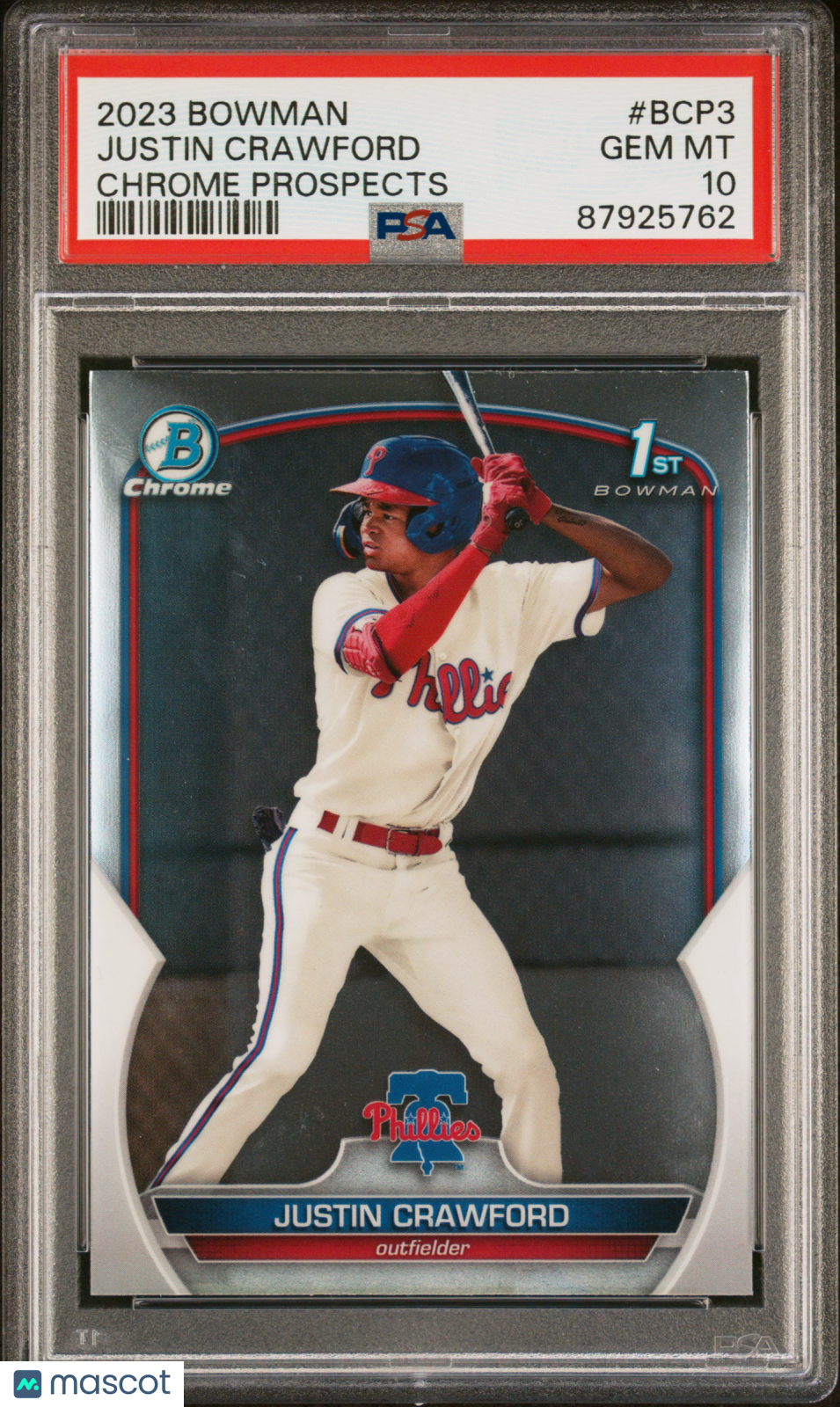 2023 Bowman Chrome Prospects Justin Crawford #BCP3 Chrome Prospects PSA 10