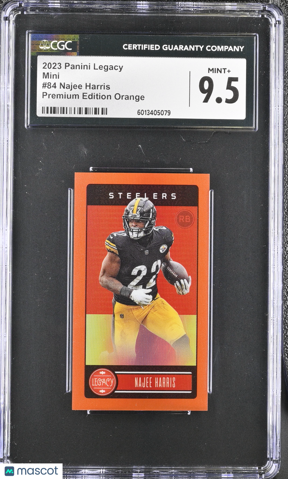 2023 Panini Legacy Najee Harris #84 Premium Edition Orange 121/125 Mini CGC 9.5