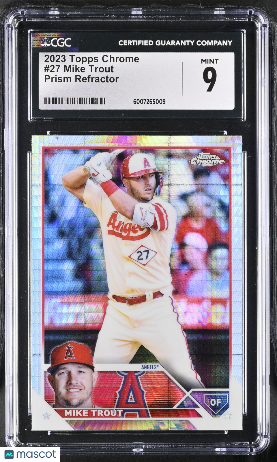 2023 Topps Chrome Mike Trout #27 Prism Refractor Baseball CGC 9