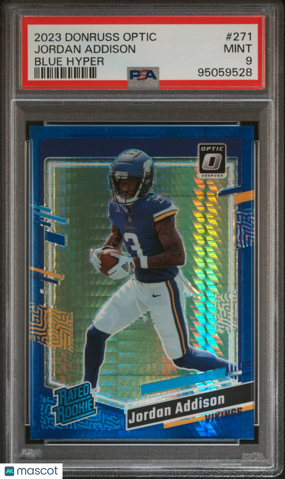 2023 Panini Donruss Optic Jordan Addison #271 Blue Hyper Football PSA 9