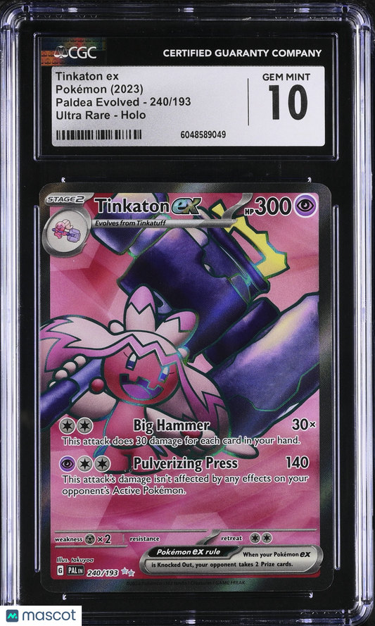 Tinkaton ex #240/193 English Ultra Rare CGC 10 2023 Pokemon Paldea Evolved