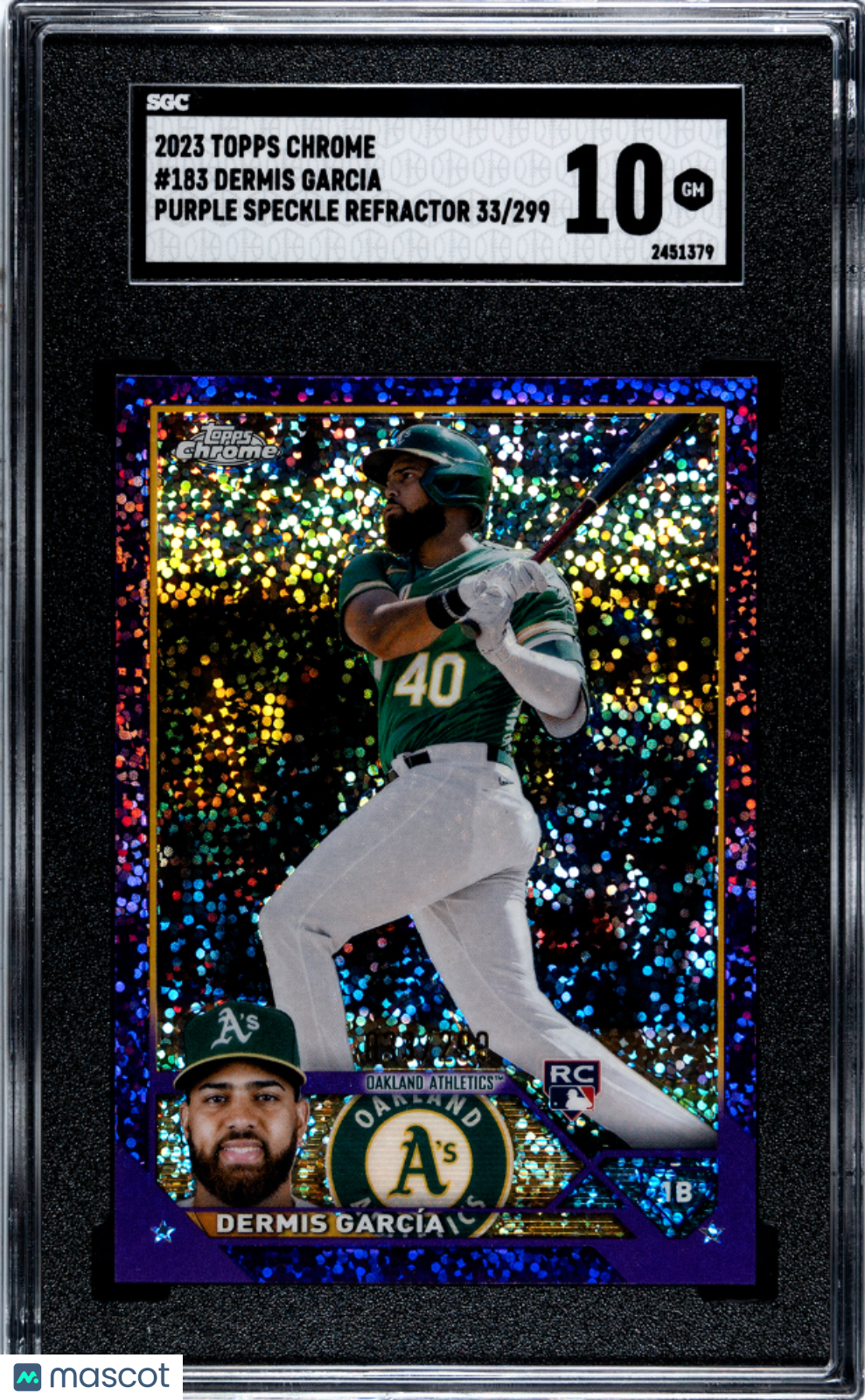 2023 Topps Chrome Dermis Garcia #183 Purple Speck. Refractor 33/299 SGC 10