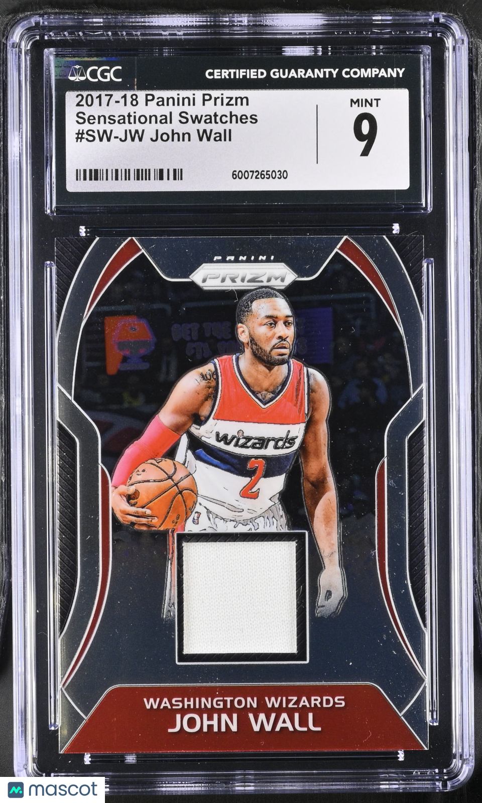 2017-18 Panini Prizm John Wall #SW-JW Sensational Swatches Basketball CGC 9