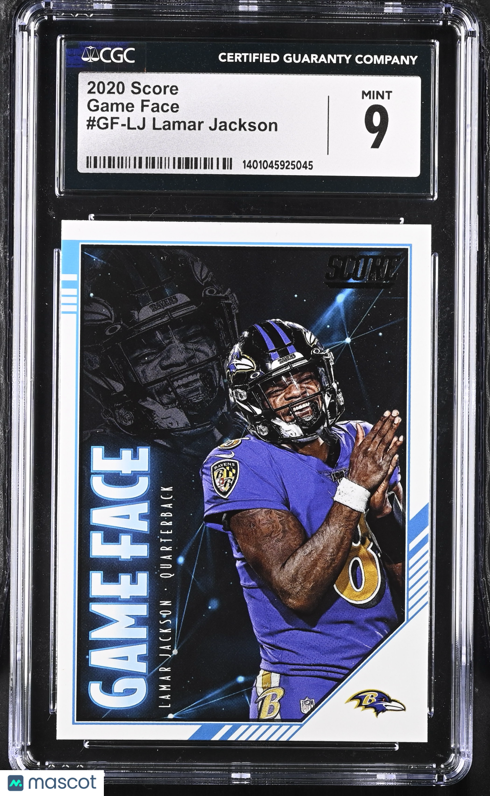 2020 Score Lamar Jackson #GF-LJ Game Face Football CGC 9