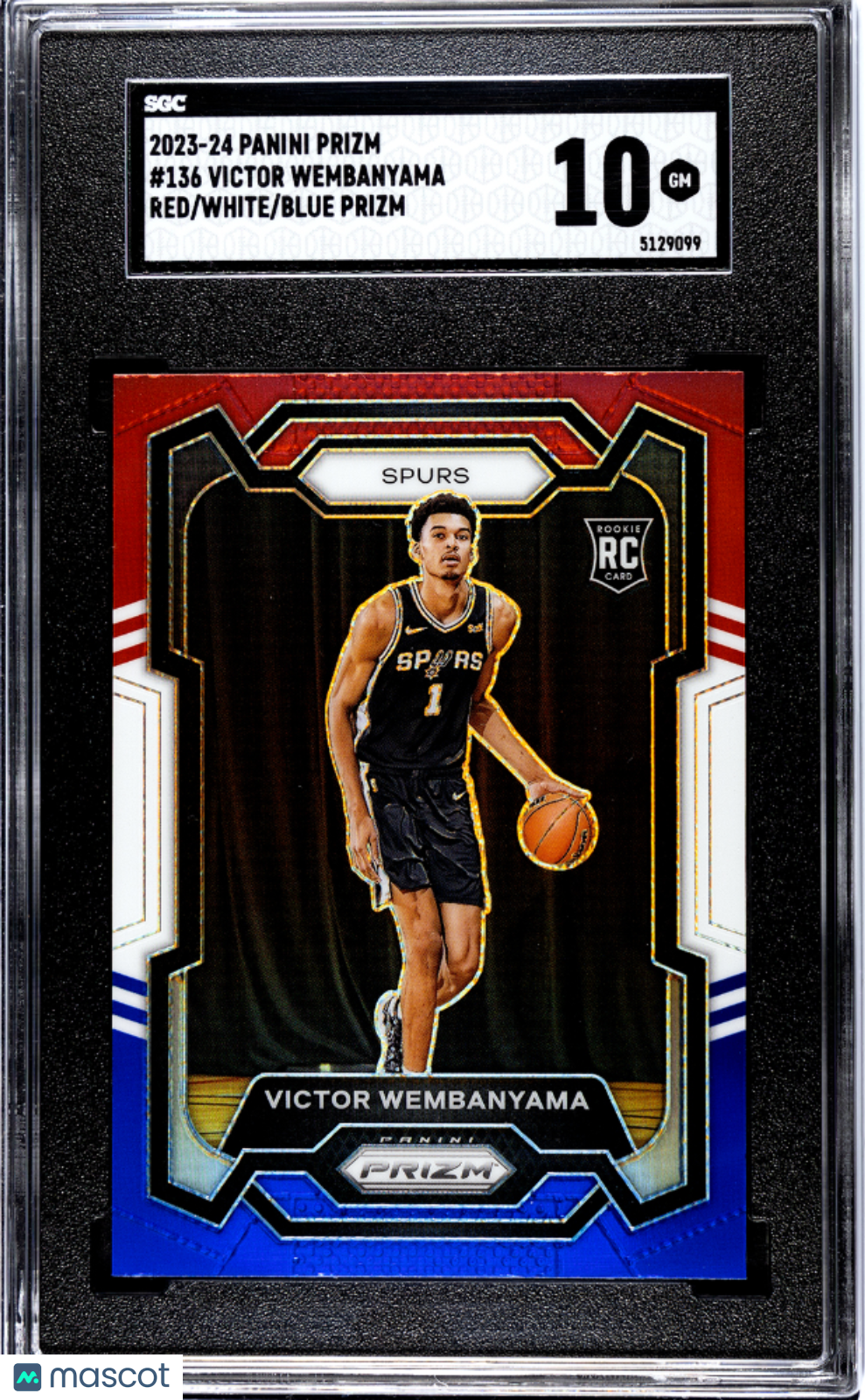 2023-24 Panini Prizm Victor Wembanyama #136 Red White Blue Prizm  SGC 10