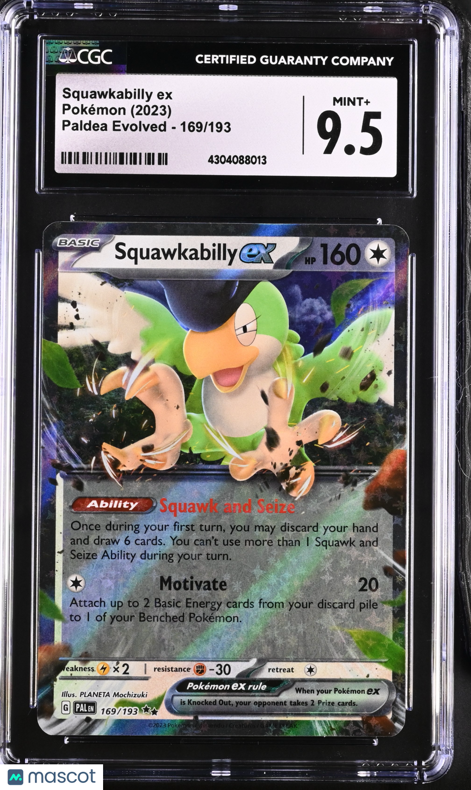 Pokémon Squawkabilly ex #169/193 English CGC 9.5 2023 Pokémon Paldea Evolved