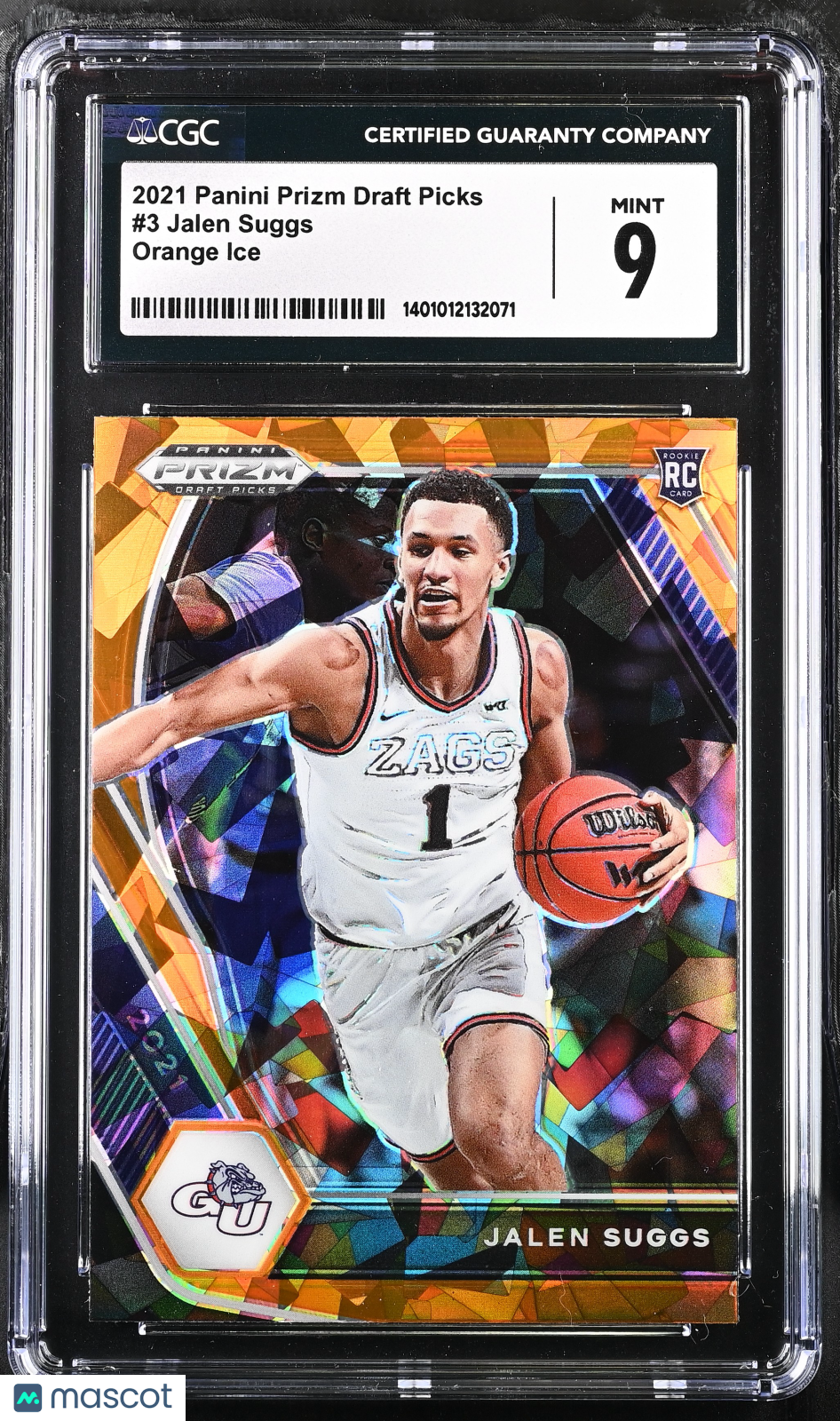 2021 Prizm Draft Picks Jalen Suggs #3 Orange Ice CGC 9