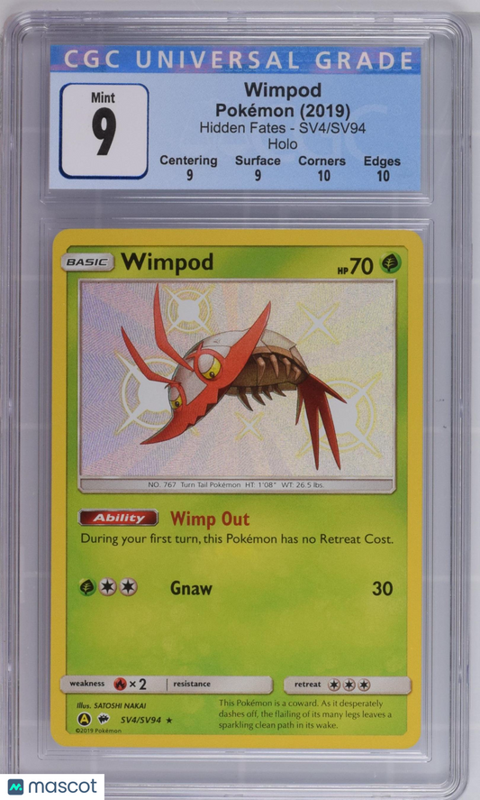 Wimpod #SV4/SV94 English CGC 9 2019 Pokémon Hidden Fates