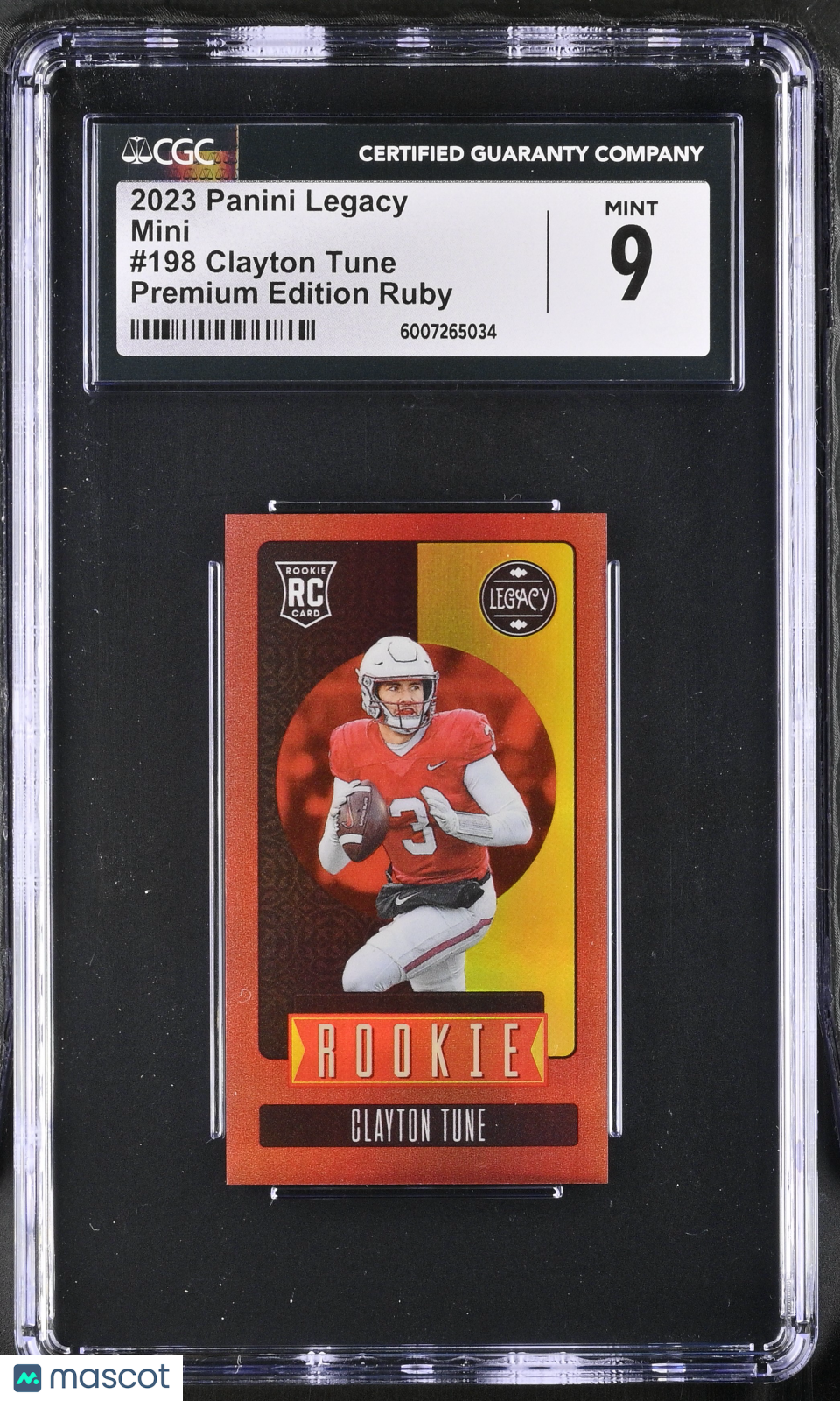 2023 Panini Legacy Clayton Tune #198 Premium Edition Ruby Mini RC 28/50 CGC 9