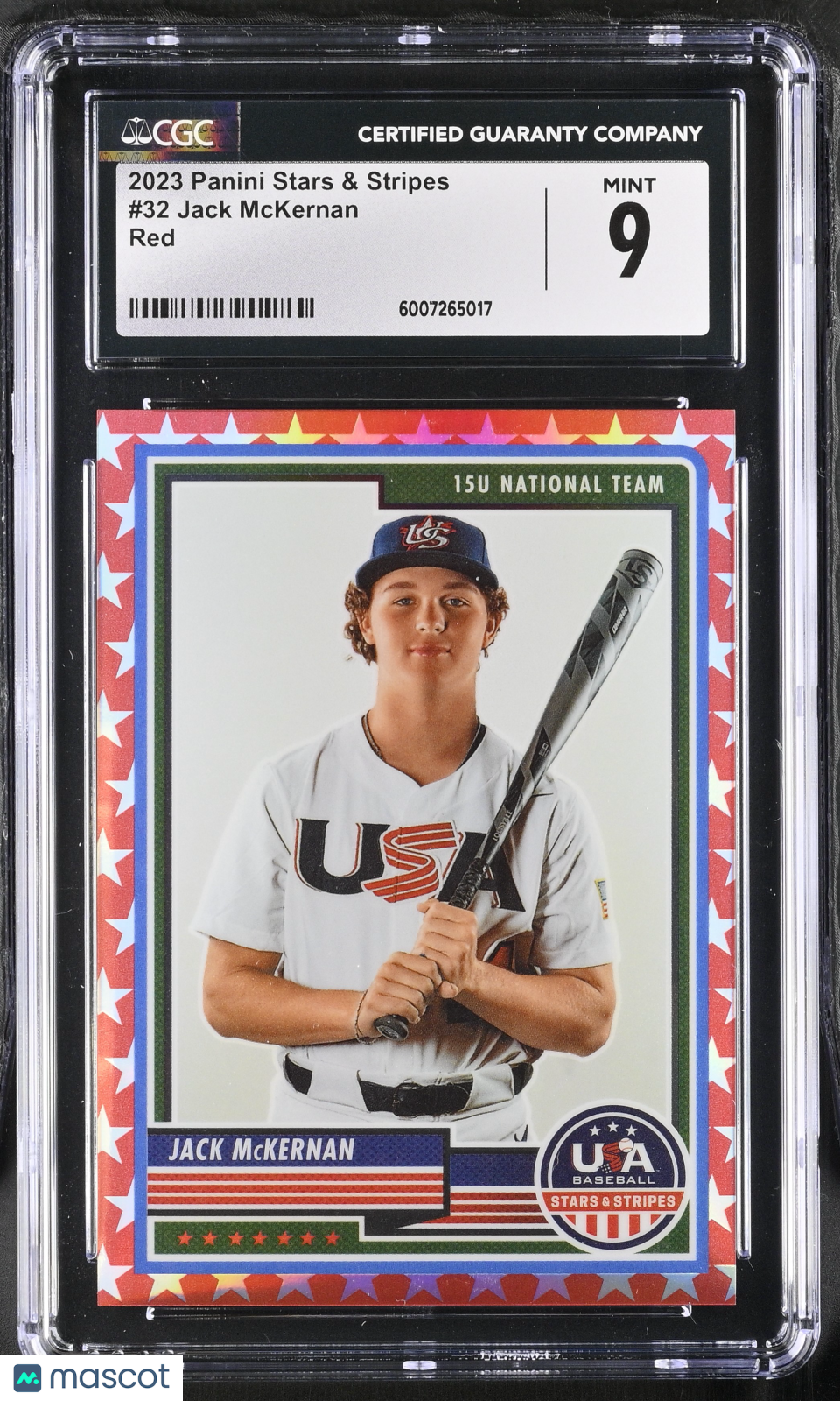 2023 Panini Stars & Stripes Jack McKernan #32 Red 096/149 Baseball CGC 9