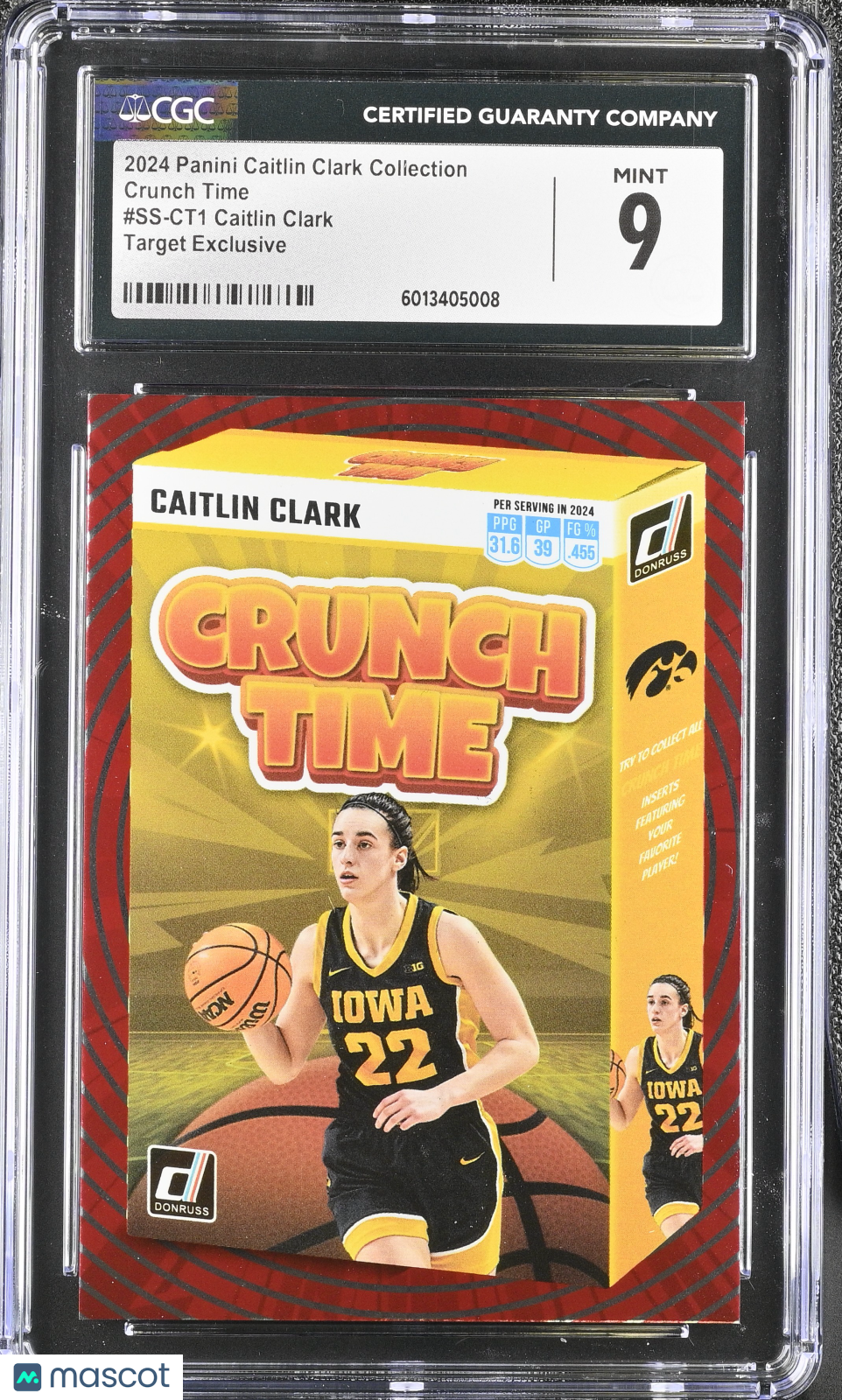 2024 Panini Caitlin Clark Collection #SS-CT1 Target Exclusive Crunch Time CGC 9