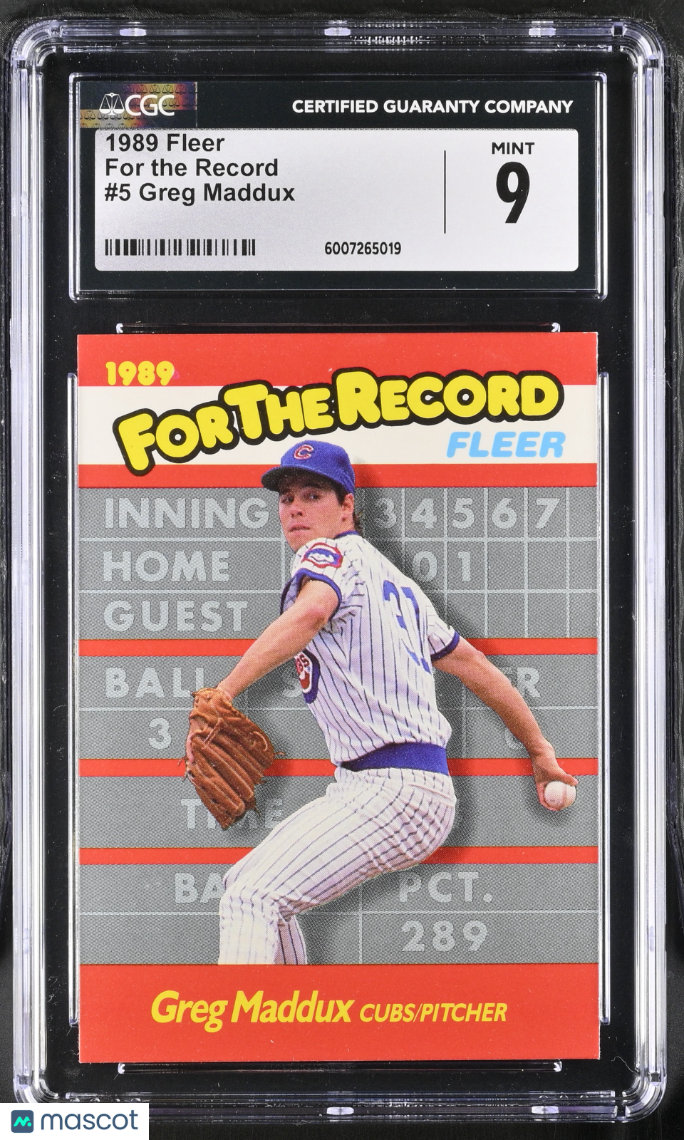 1989 Fleer Greg Maddux #5 Baseball CGC 9