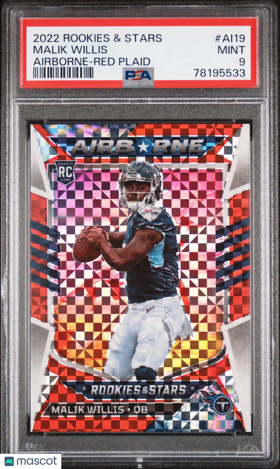 2022 Panini Rookies & Stars Airborne Malik Willis #AI19 Red Plaid PSA 9