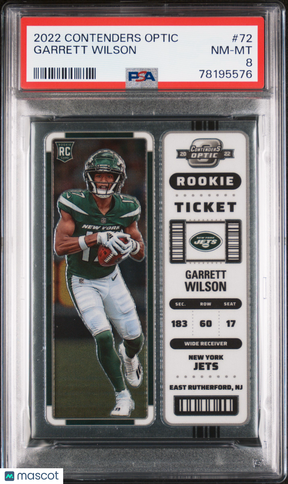 2022 Panini Contenders Optic Garrett Wilson #72 Football PSA 8