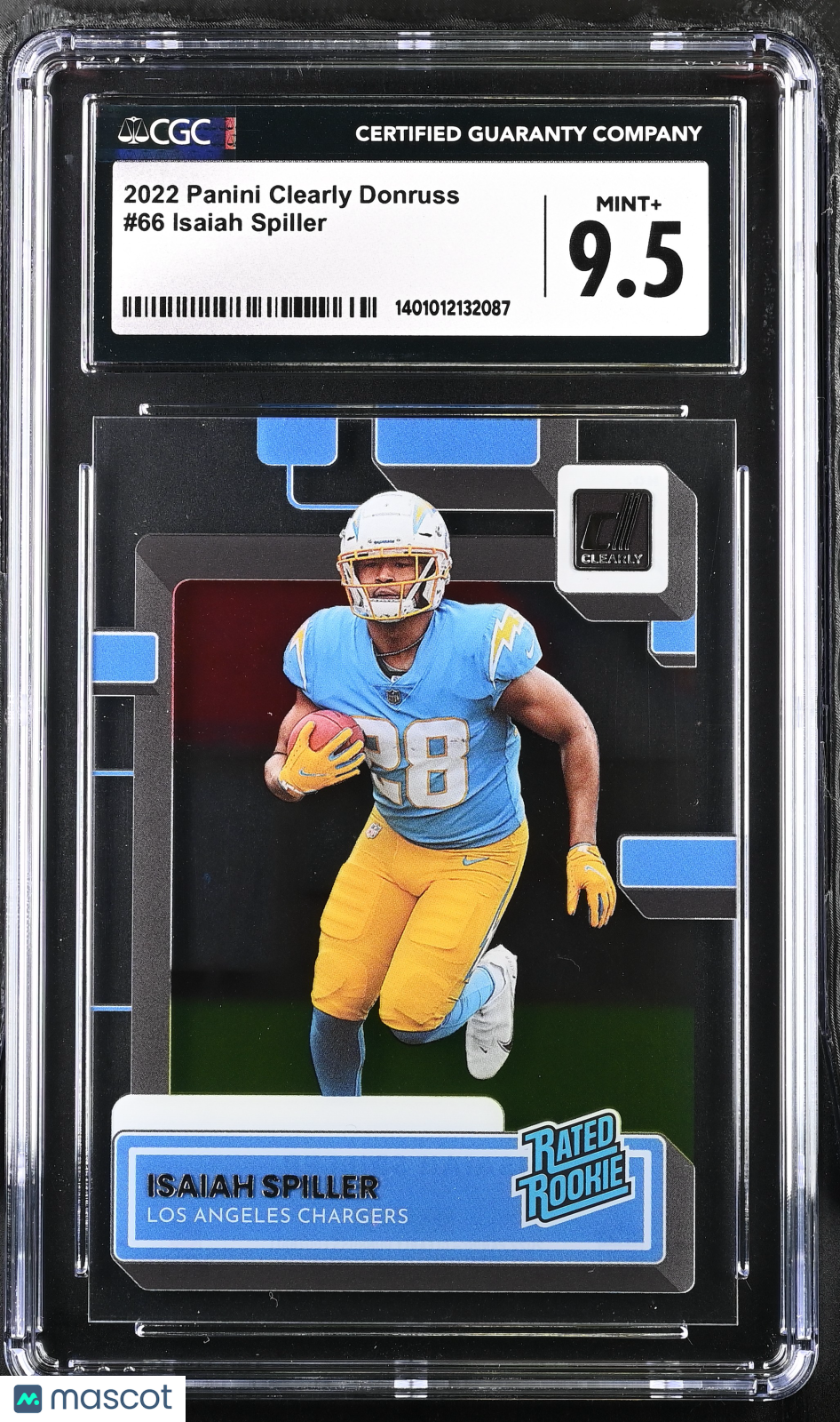 2022 Clearly Donruss Isaiah Spiller #66 Football CGC 9.5