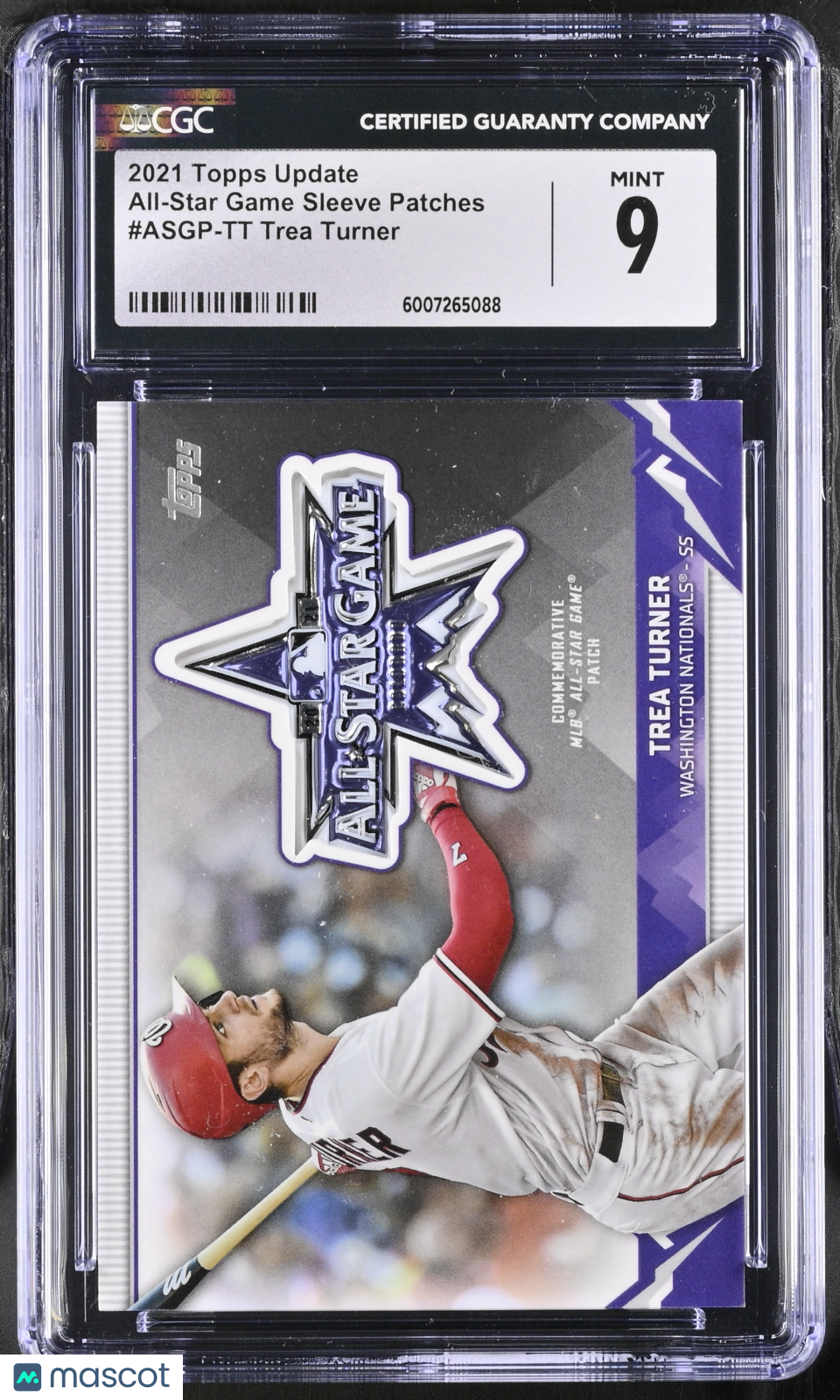 2021 Topps Update Trea Turner #ASGP-TT Game Sleeve Patches Baseball CGC 9