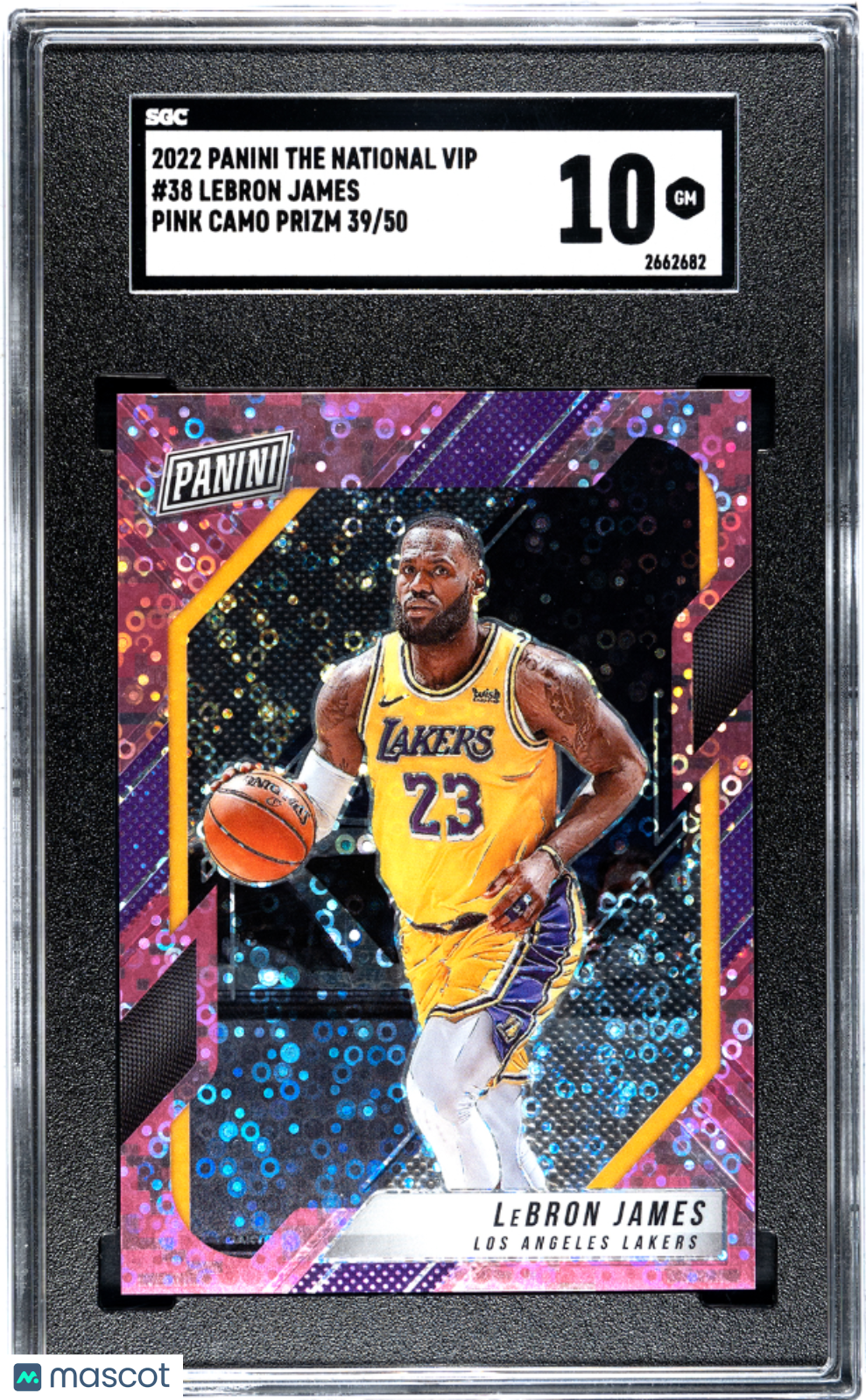 2022 Panini The National Vip LeBron James #38 Pink Camo Prizm Multisport SGC 10