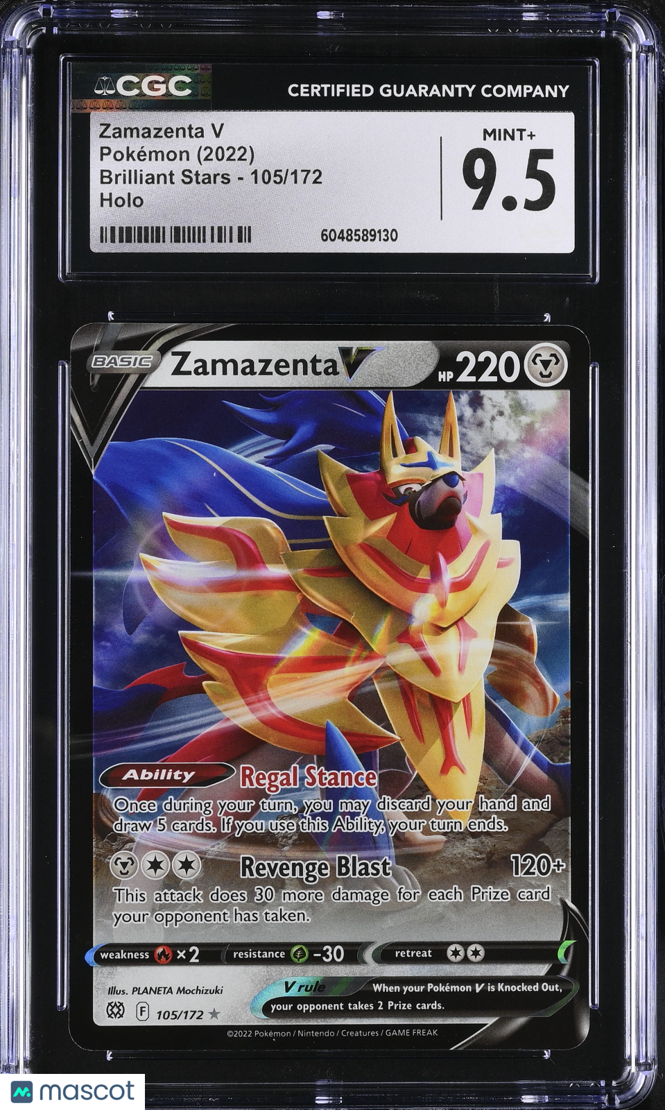 Zamazenta V #105/172 CGC 9.5 2022 Pokemon Brilliant Stars