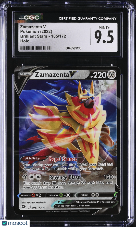 Zamazenta V #105/172 CGC 9.5 2022 Pokemon Brilliant Stars