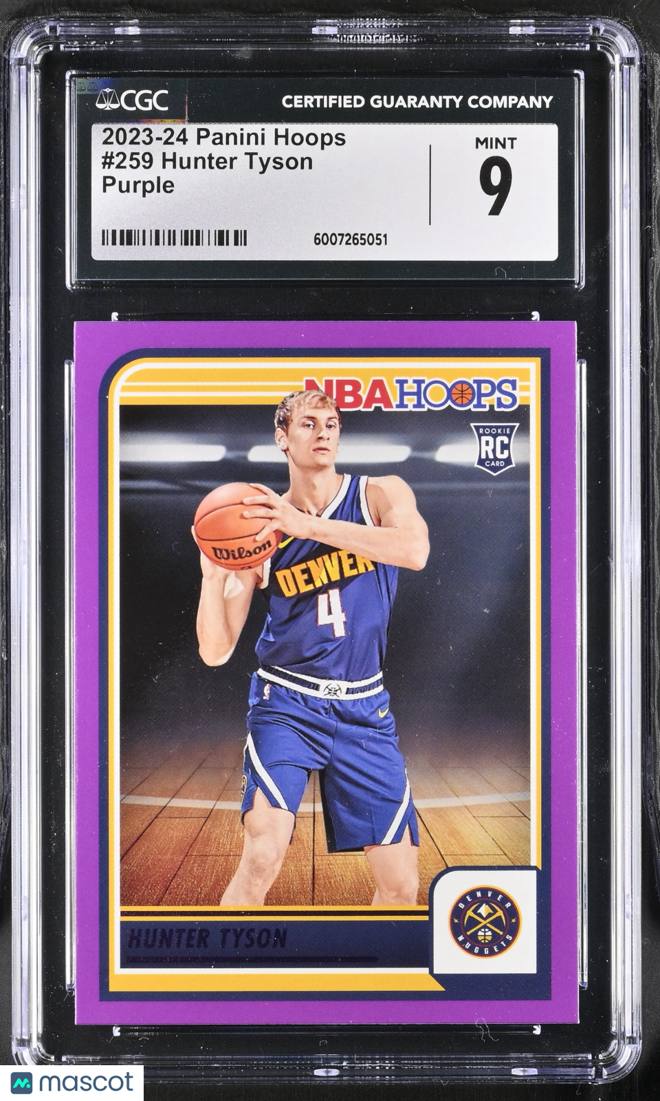 2023-24 Panini Hoops Hunter Tyson #259 Purple Basketball CGC 9