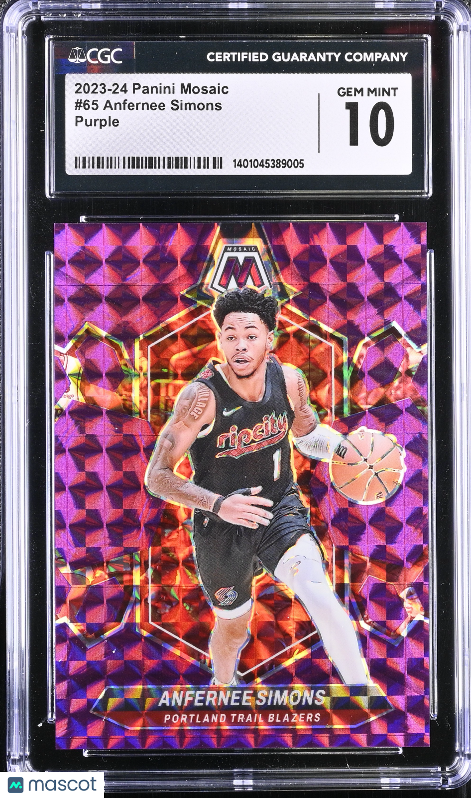 2023 Mosaic Anfernee Simons #65 Purple 65/99 Basketball CGC 10