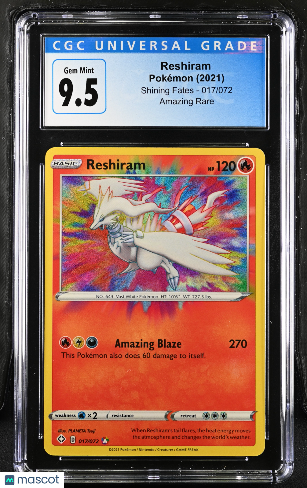 Pokémon Reshiram #017/072 English CGC 10 2021 Pokémon Shining Fates