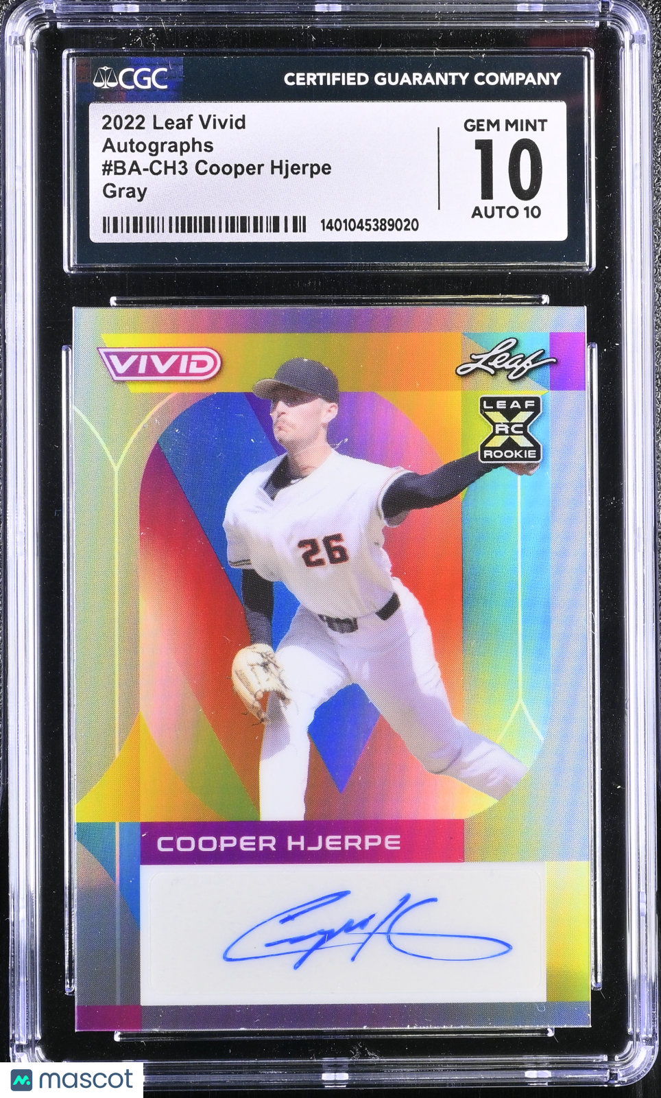 2022 Vivid Cooper Hjerpe #BA-CH3 Gray Auto 2/40 Baseball CGC 10