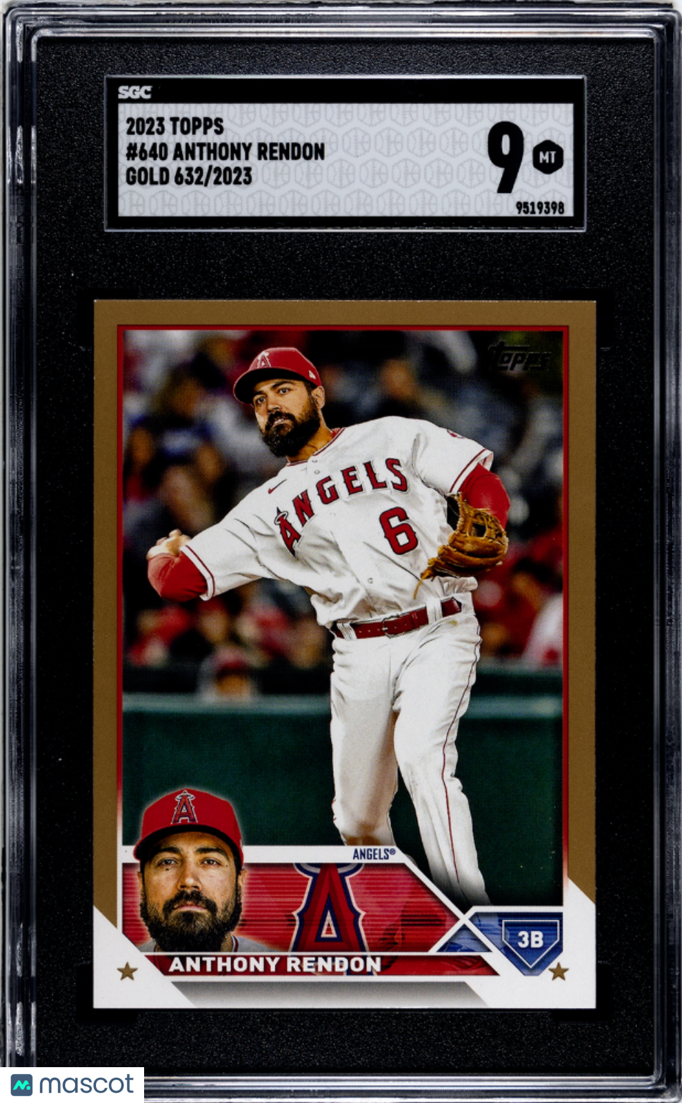 2023 Topps Anthony Rendon #640 Gold 623/2023 Baseball SGC 9