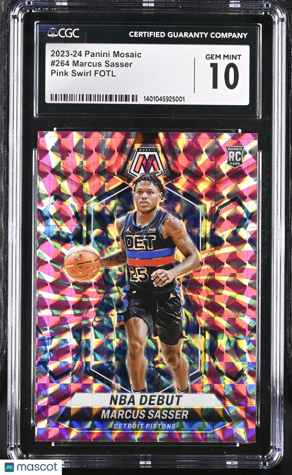 2023 Mosaic Marcus Sasser #264 Pink Swirl FOTL 18/18 Basketball CGC 10