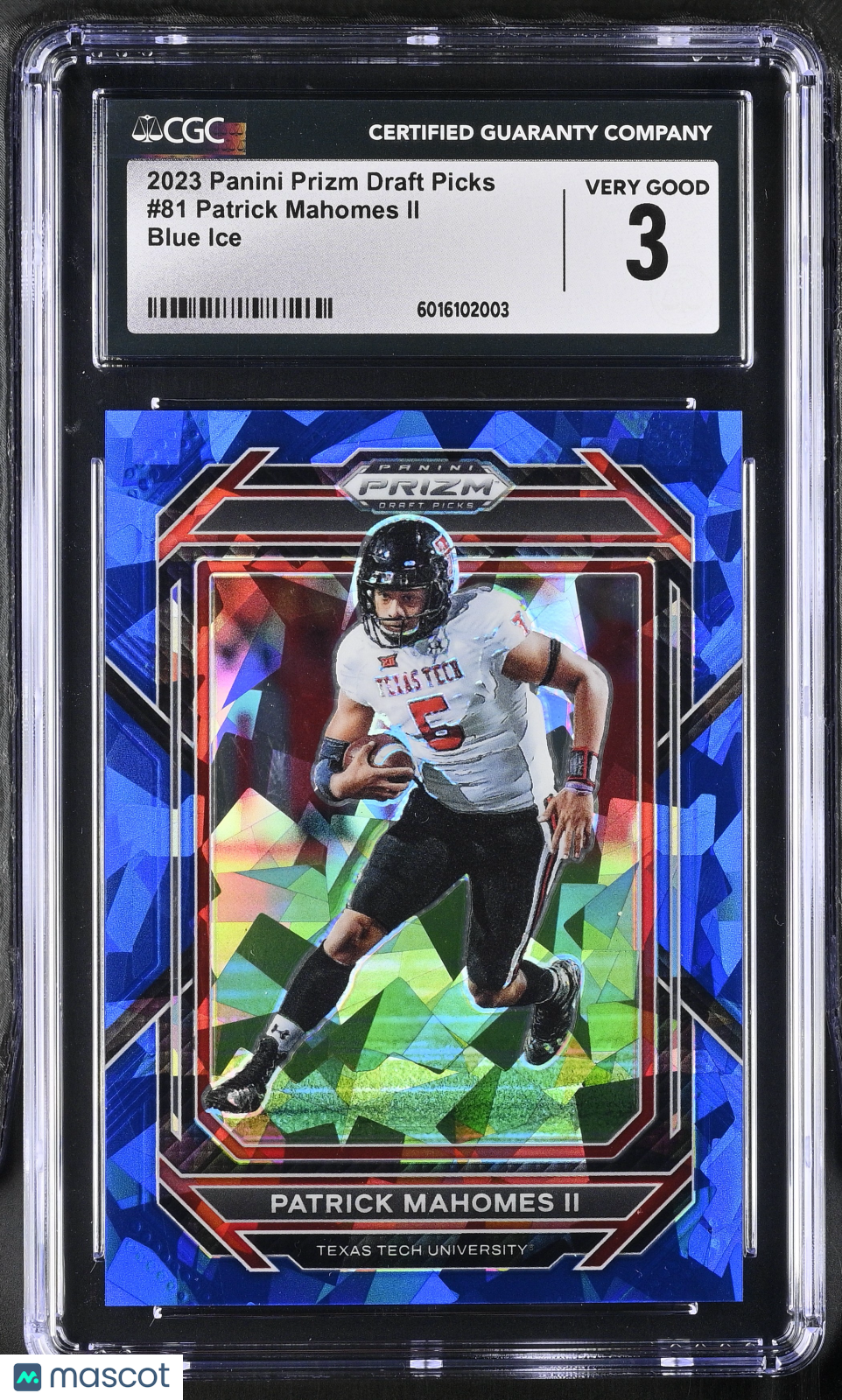 2023 Panini Prizm Draft Picks Patrick Mahomes II #81 Blue Ice Football CGC 3